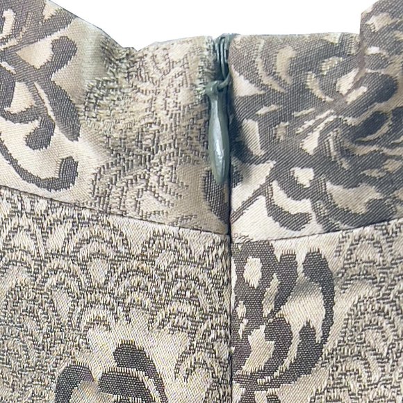 Vintage Harold's Keyhole Cheongsam Chrysanthemum Damask Shift Dress - Picture 7 of 11